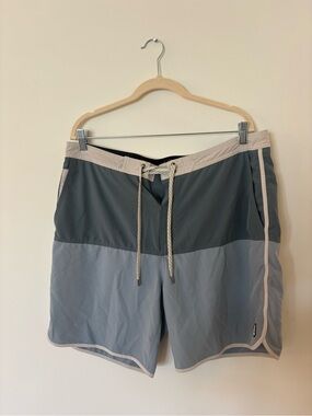 Vuori Two-Tone Gray & Charcoal Swim Trunks